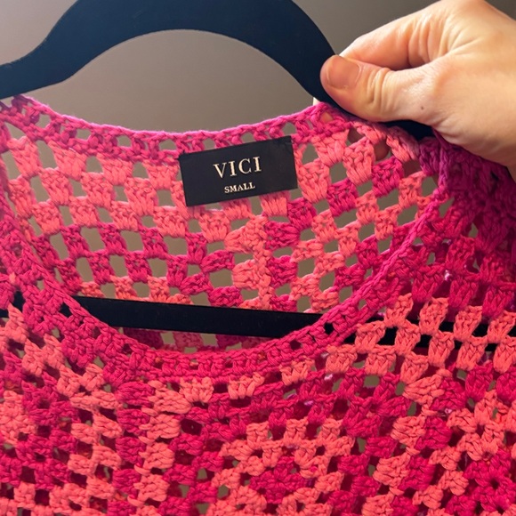 Vici Fuchsia Crochet Women Top - Picture 2 of 2